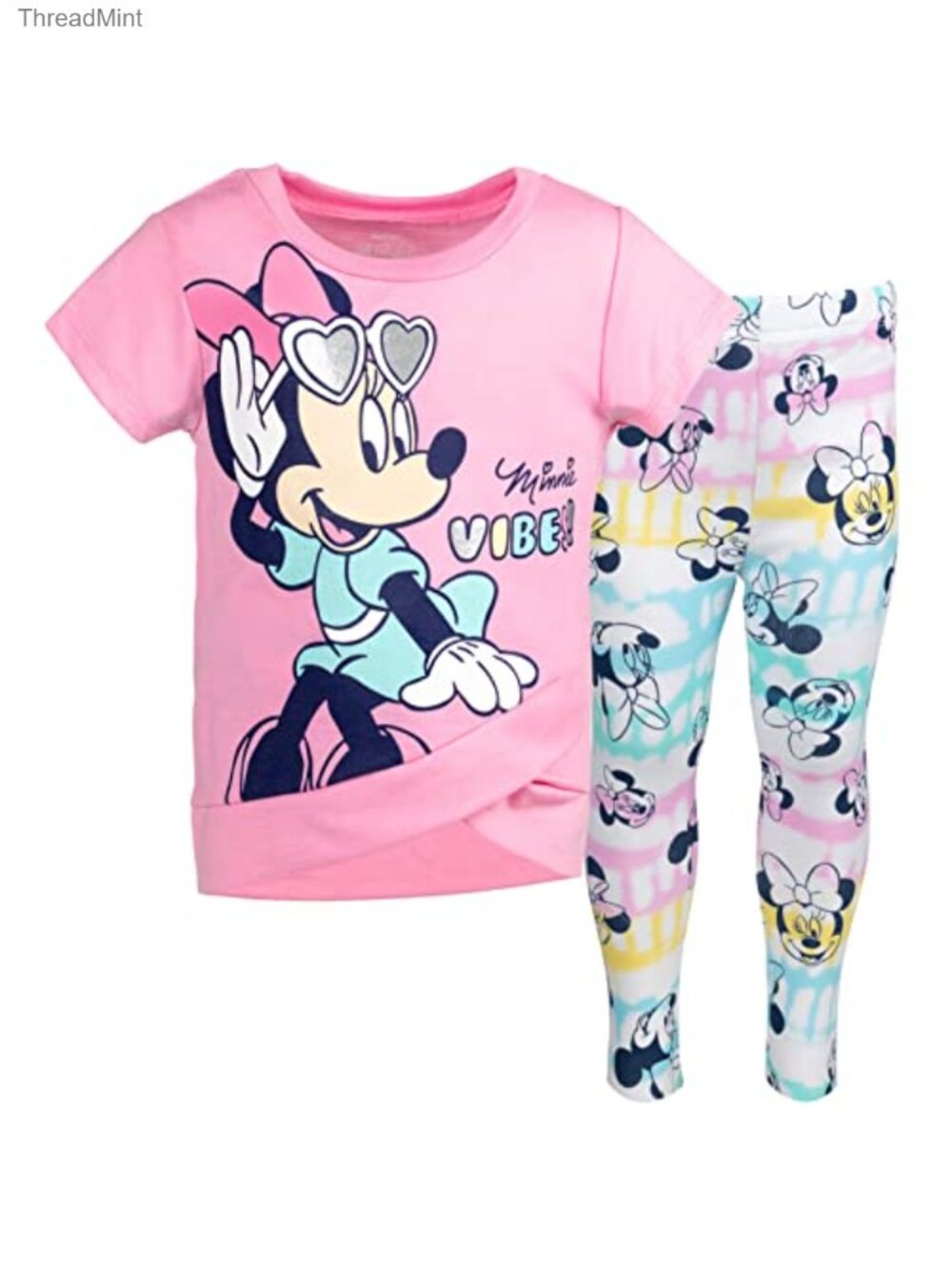 Minnie Mouse Tee & Leggings Set Kids Girls 10-12 Cotton Spandex